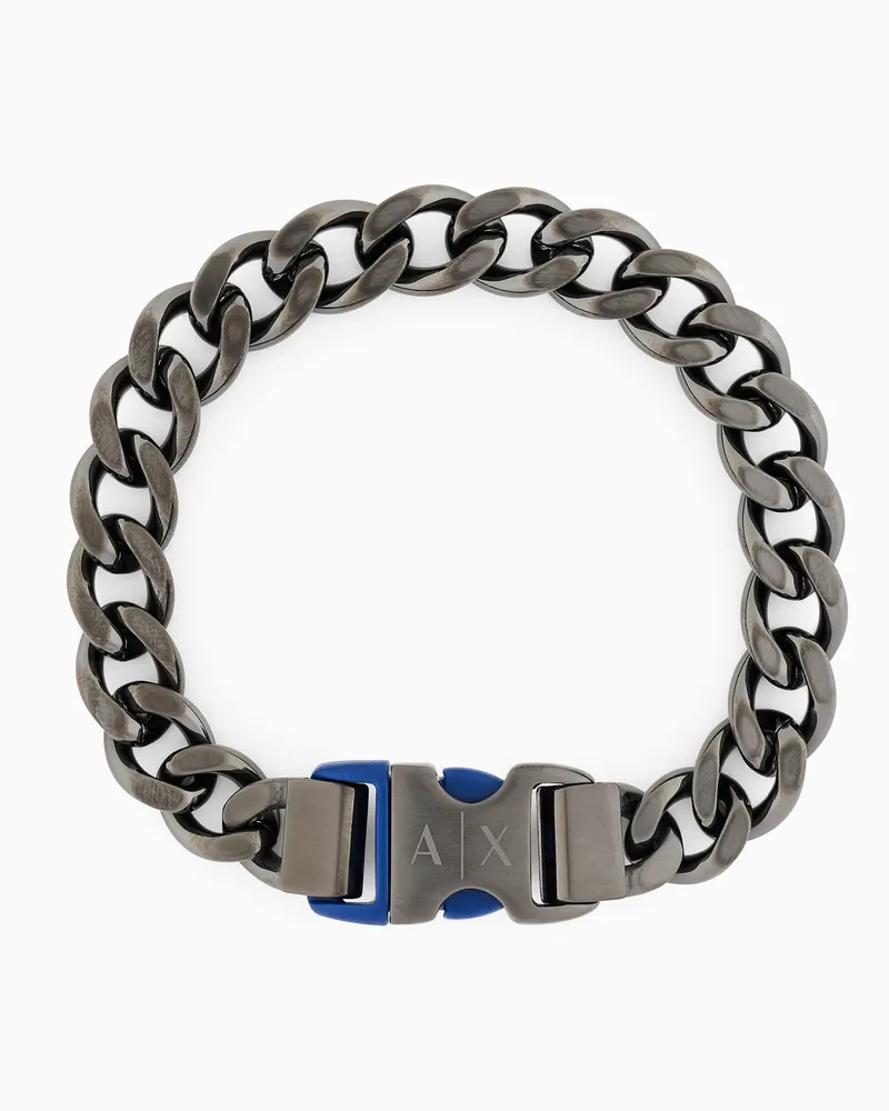 Armani Exchange Bracciale a catena in acciaio inossidabile e nylon blu Multicolore