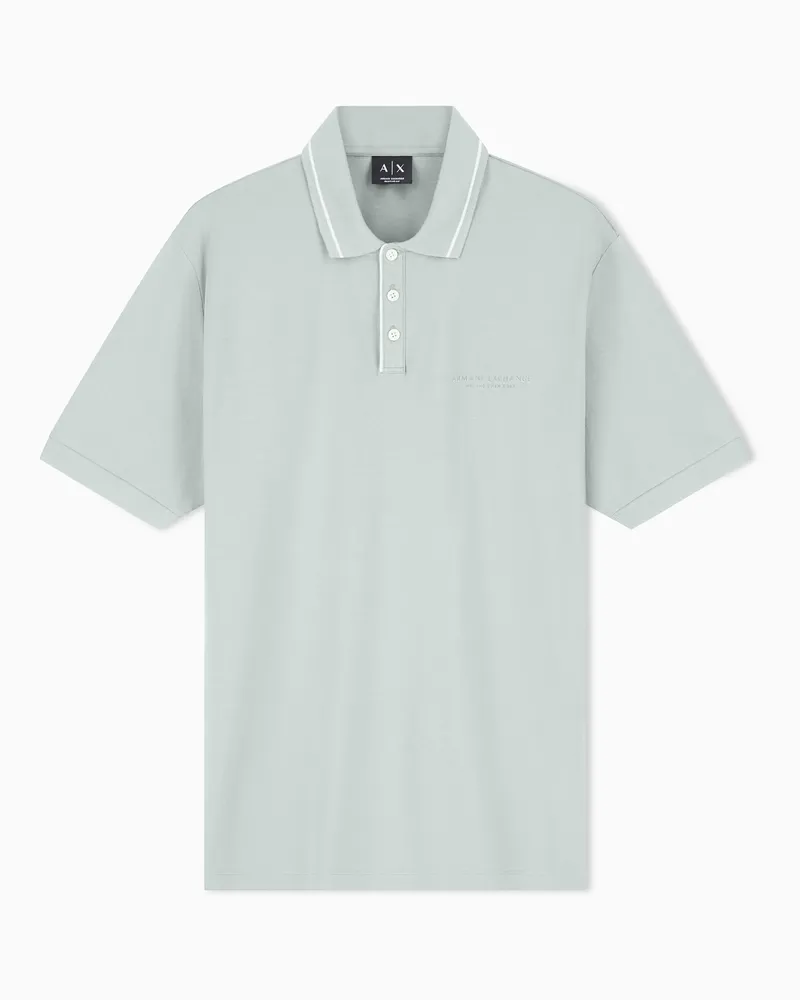 Armani Exchange Polo con logo in jersey di cotone stretch Verde