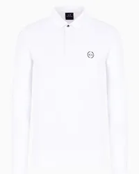 Armani Exchange OFFICIAL STORE Polo Slim Fit In Cotone Stretch A Maniche Lunghe Bianco