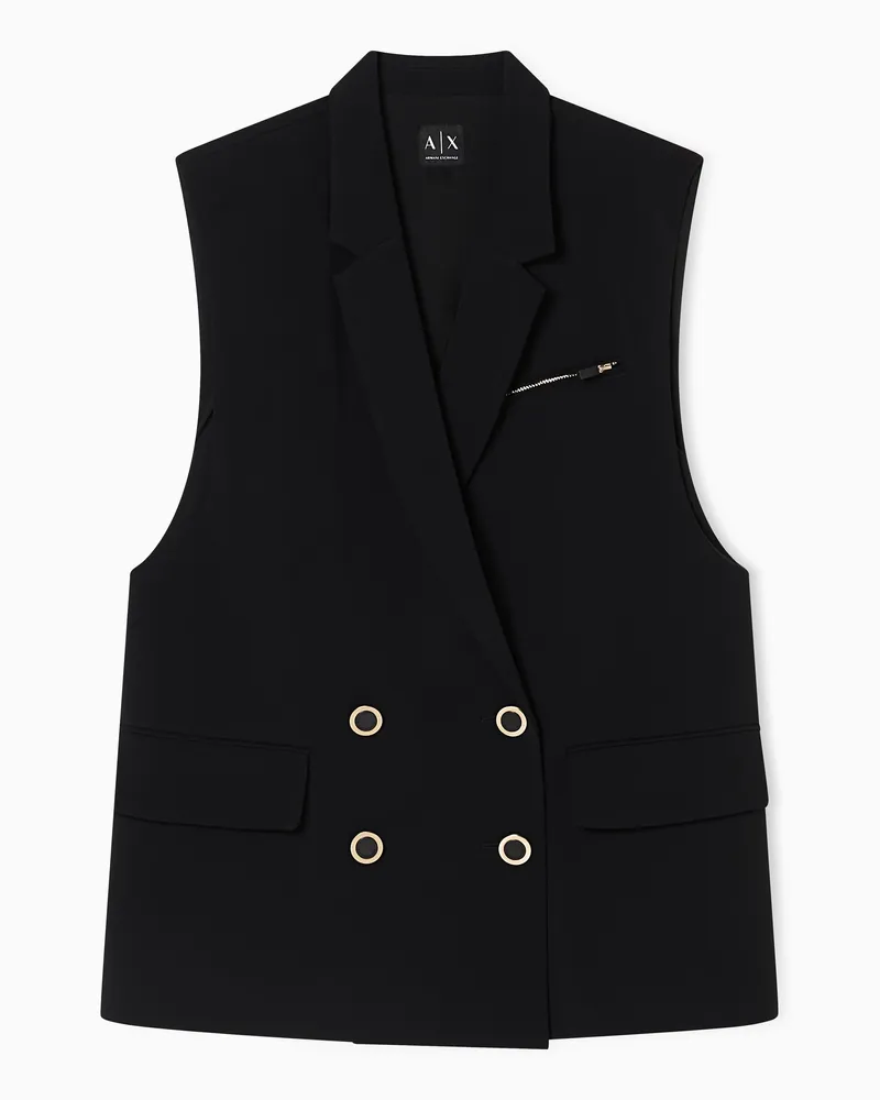 Armani Exchange Gilet Sartoriale Moderno in Twill Riciclato Nero