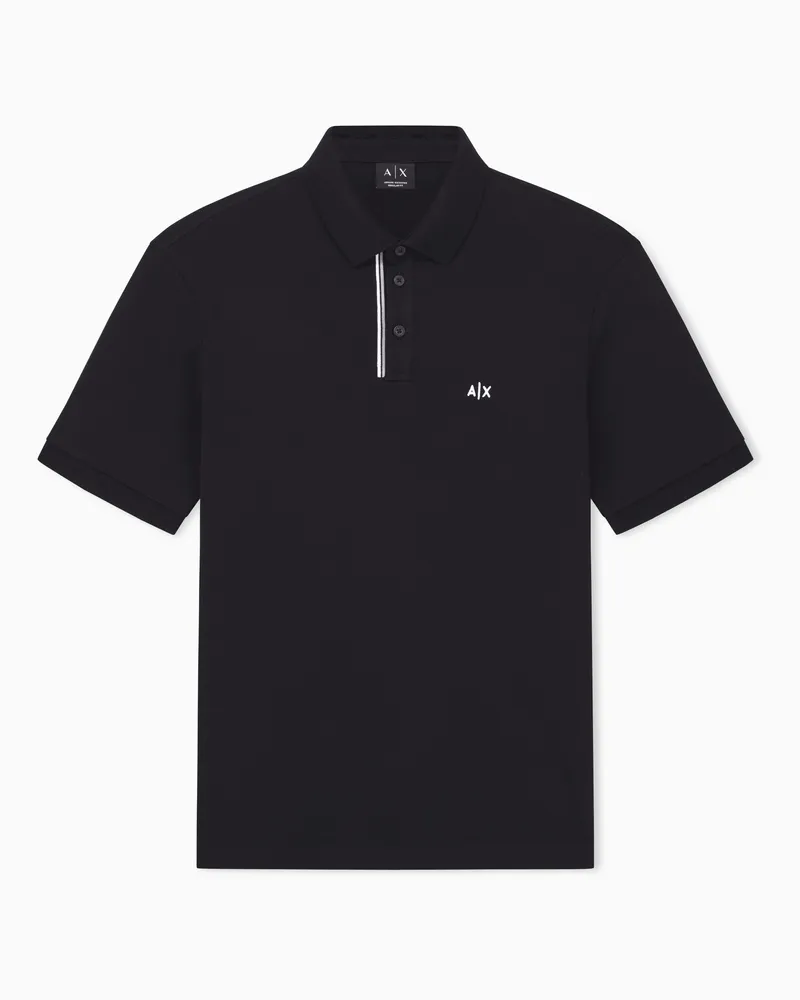 Armani Exchange Polo Piqué di Cotone basic Nero