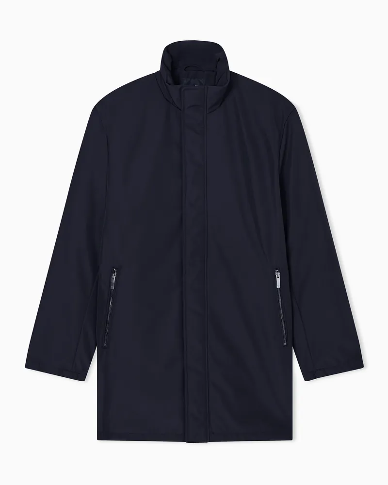 Armani Exchange Cappotto lungo con collo alto e zip a scomparsa Essential Blu