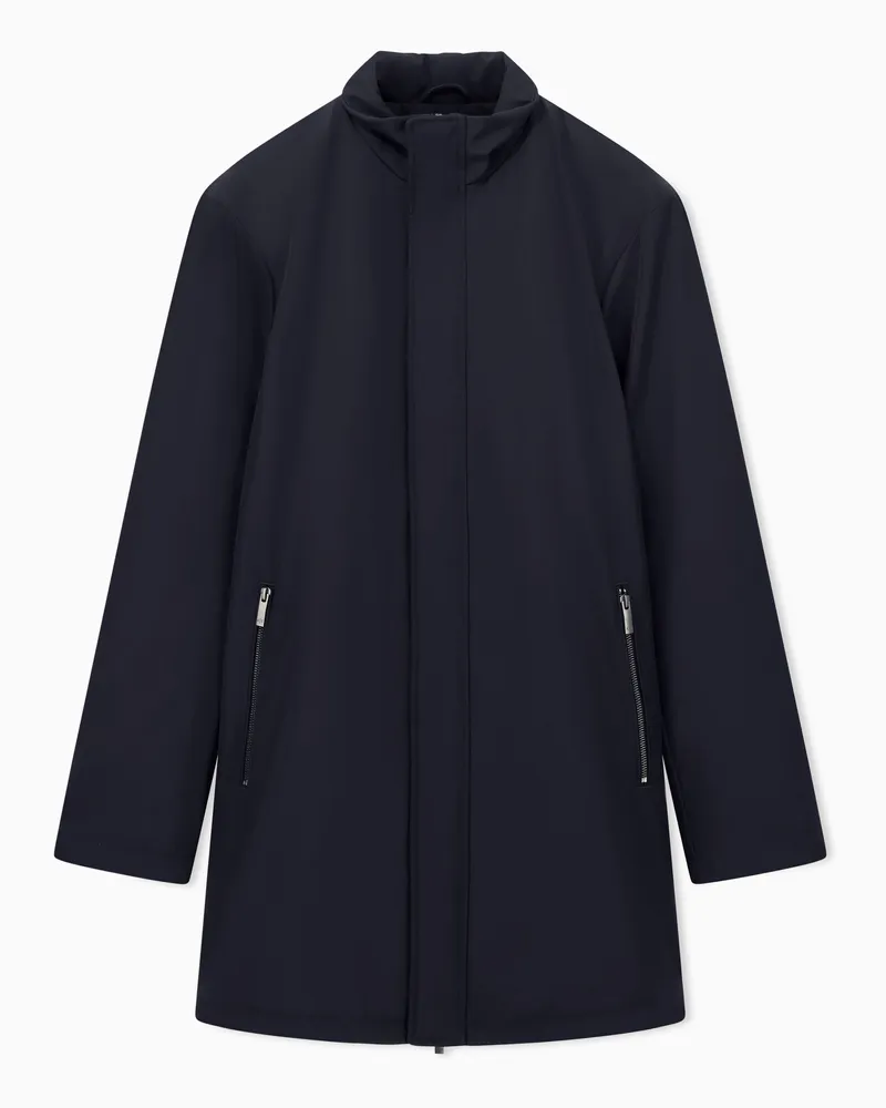 Armani Exchange Trench in Fleece Bonded, Silhouette Moderna Blu