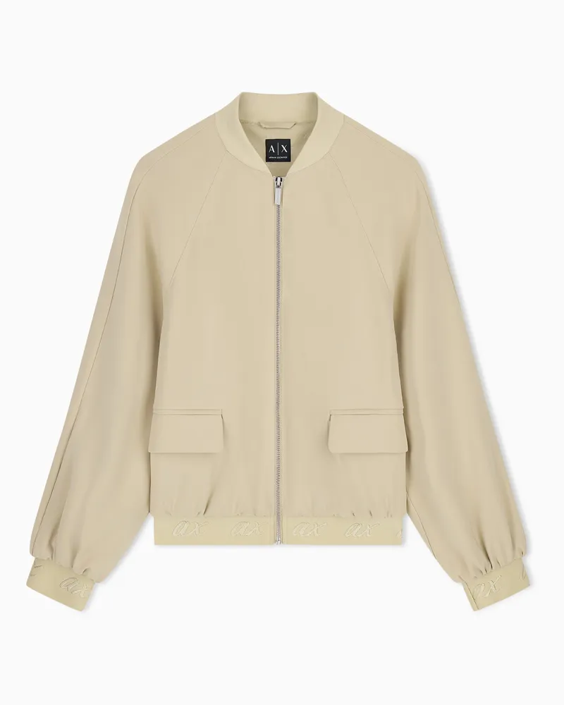 Armani Exchange Giubbino in twill riciclato con dettagli in maglia Beige