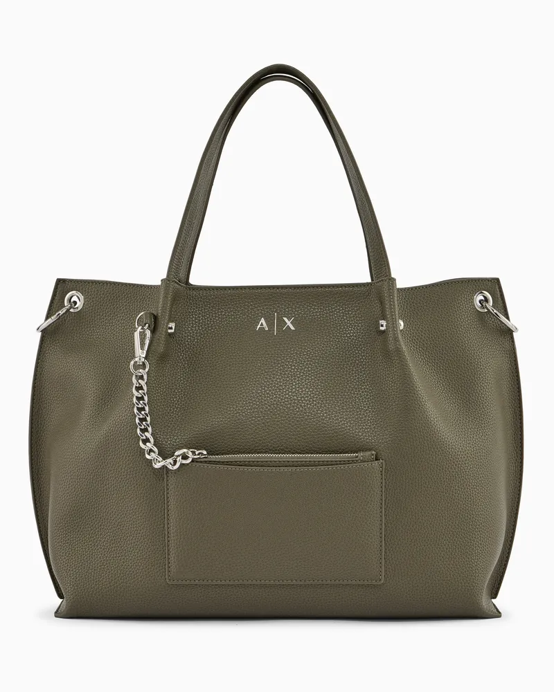 Armani Exchange Shopper in Tessuto Texturizzato Verde