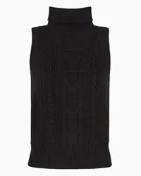 Armani Exchange OFFICIAL STORE Gilet A Collo Alto In Maglia Tricot In Misto Lana Nero