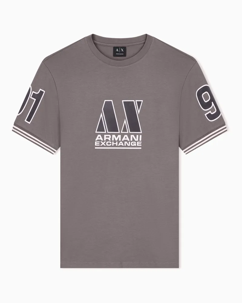 Armani Exchange T-shirt con vestibilità regolare in jersey di cotone Marrone
