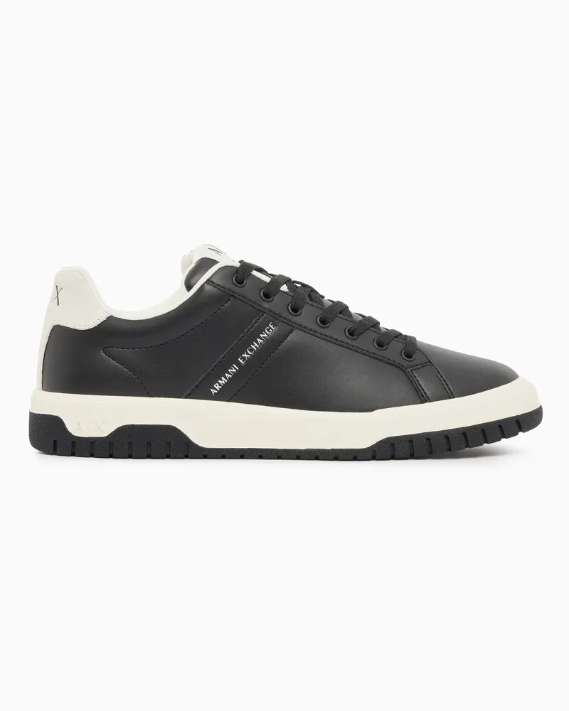 Armani Exchange Sneaker in pelle con logo e suola in gomma Nero