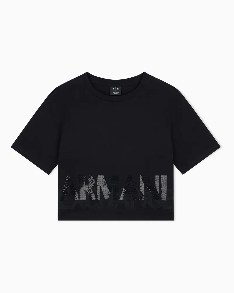 Armani Exchange T-shirt a vestibilità regolare in jersey di cotone Nero