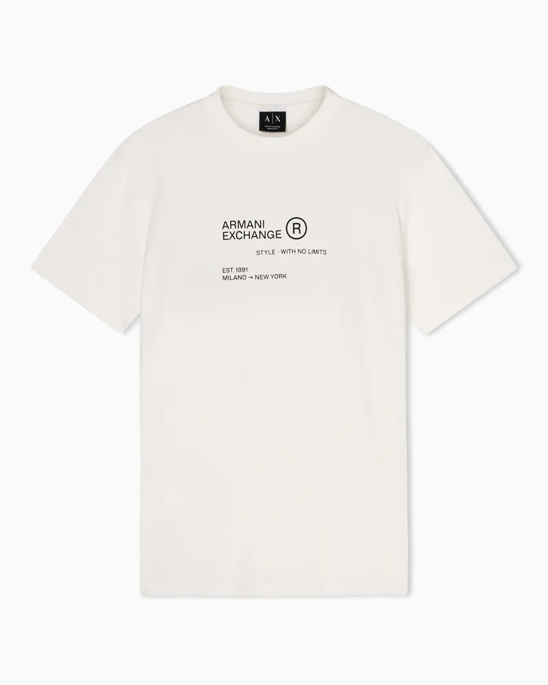 Armani Exchange T-shirt Regular Fit in Jersey di Cotone Classica Bianco