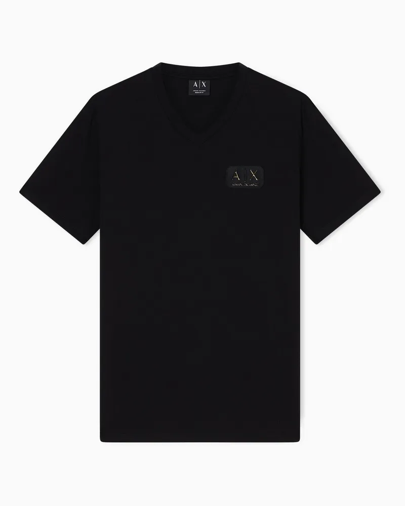 Armani Exchange T-Shirt Regular Fit con patch logo Nero