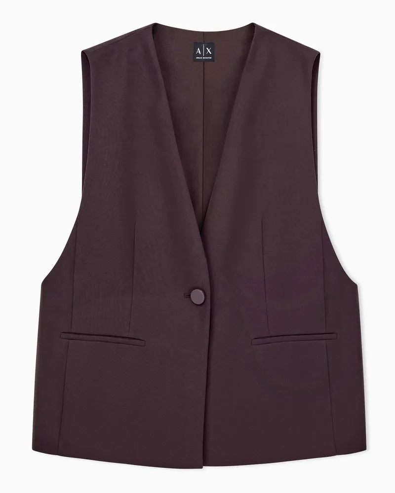 Armani Exchange Gilet Crossover vestibilità over in crêpe riciclato monobottone Marrone