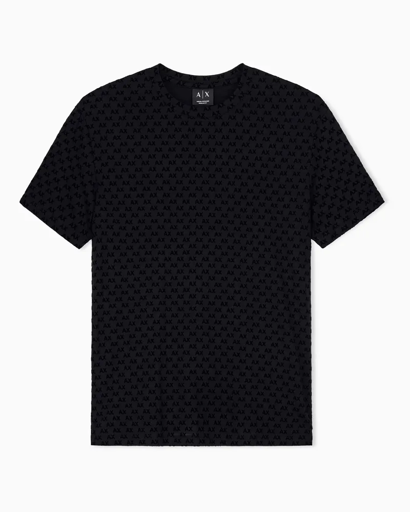 Armani Exchange T-shirt in jersey di cotone con vestibilità regular Nero