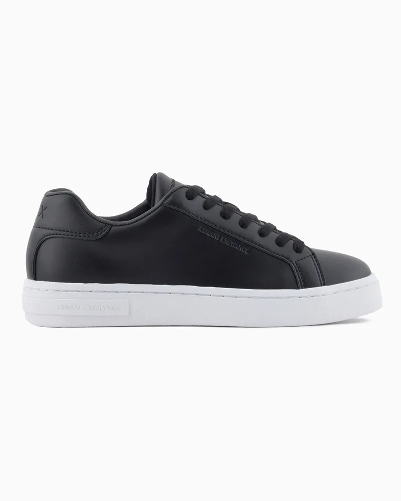 Armani Exchange Sneakers in pelle liscia con lacci Nero