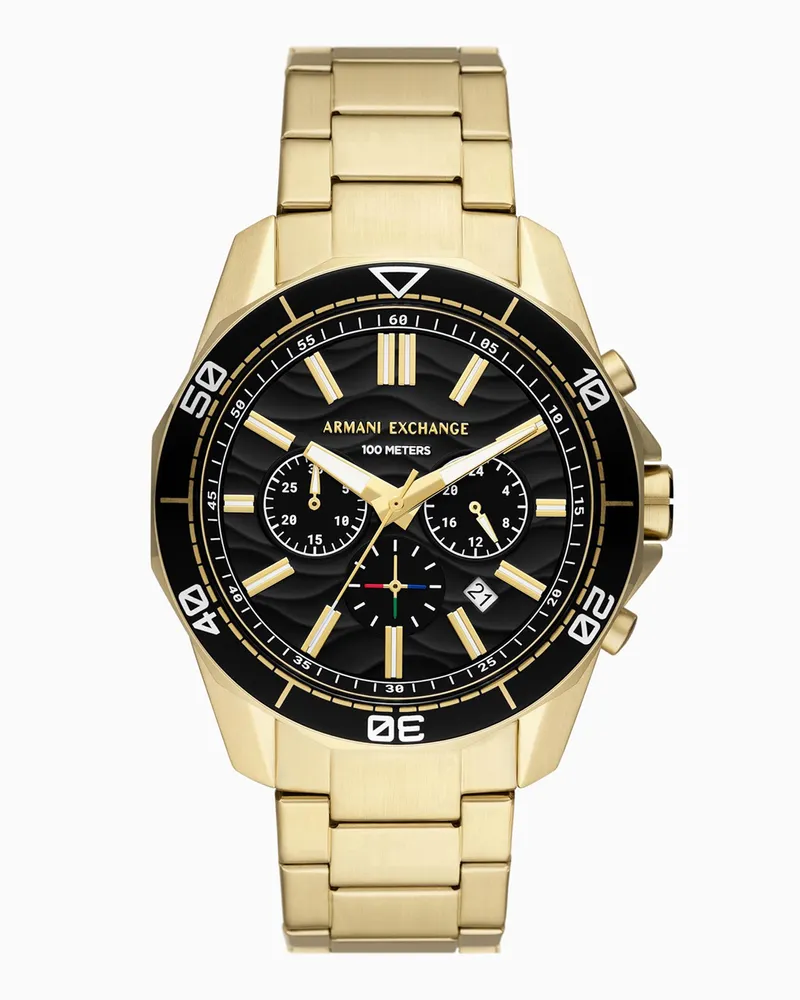 Armani Exchange Orologio cronografo in acciaio inossidabile tonalità oro Multicolore