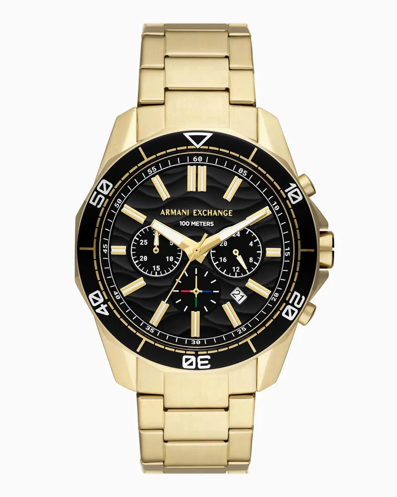 Armani Exchange Orologio cronografo in acciaio inossidabile tonalità oro Multicolore