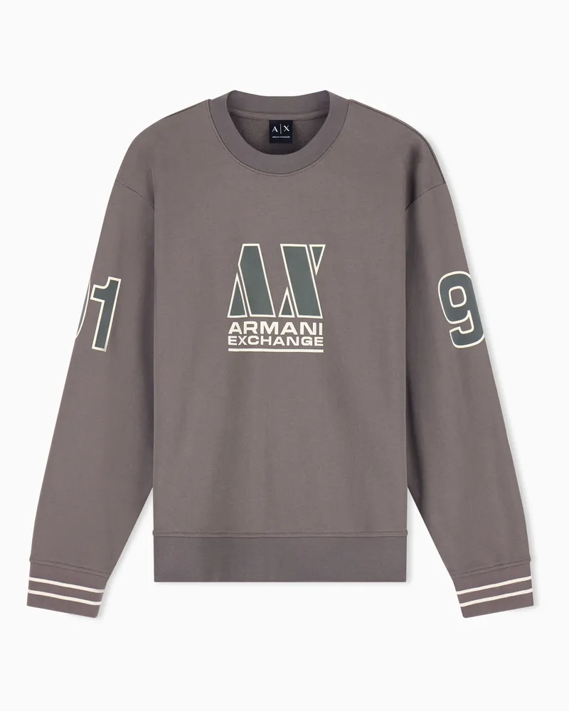 Armani Exchange Felpa vestibilità regular in tessuto french terry di cotone Marrone