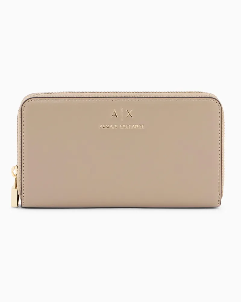 Armani Exchange Minibag a tracolla effetto metal Beige