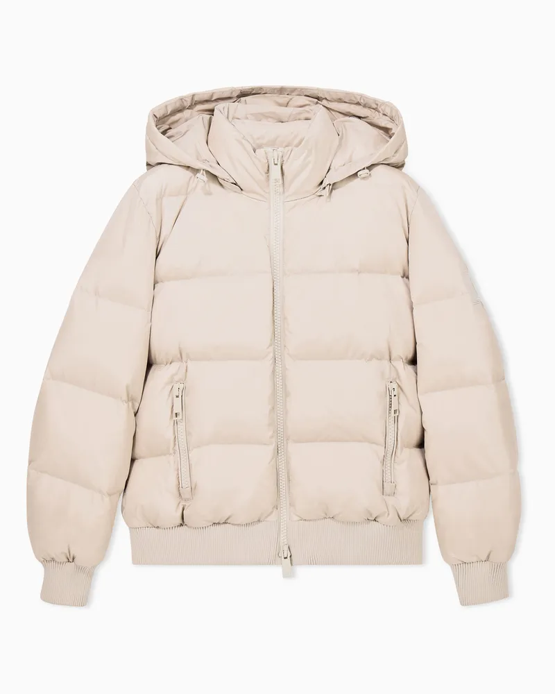 Armani Exchange Piumino trapuntato con cappuccio e finiture a costine Beige