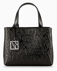 Armani Exchange OFFICIAL STORE Shopper Con Lettering Logo Impresso All-over Nero