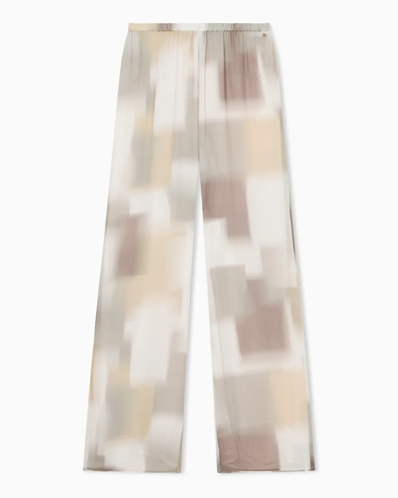 Armani Exchange Pantaloni ampi in Viscosa stampa astratta Beige
