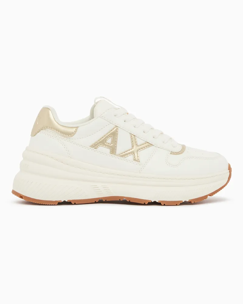 Armani Exchange Sneaker stringata con suola in gomma e logo laterale Bianco