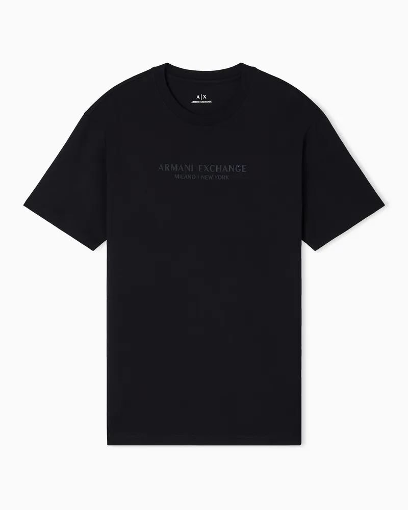 Armani Exchange T-shirt con logo sul petto in cotone Nero