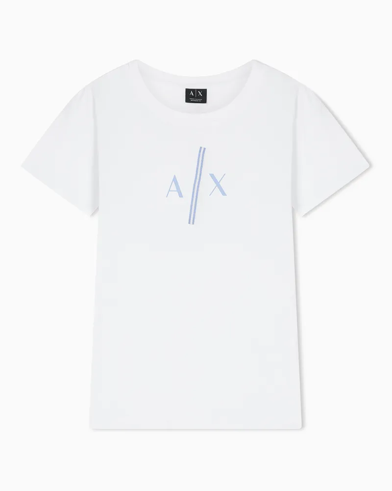 Armani Exchange T-shirt Relaxed Fit in Jersey di Cotone Iconico Bianco