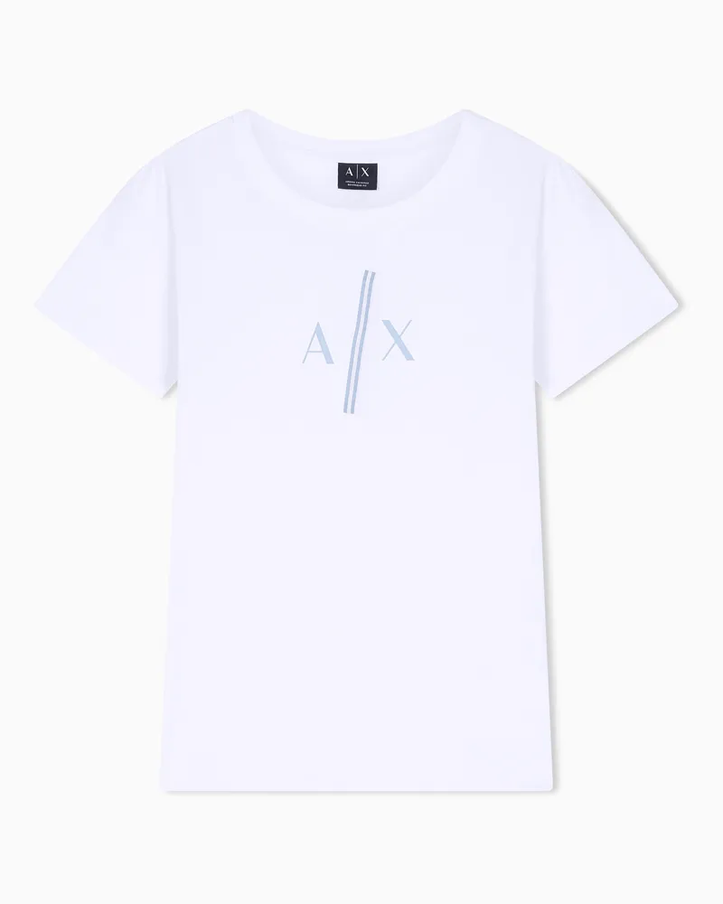 Armani Exchange T-shirt Relaxed Fit in Jersey di Cotone Iconico Bianco