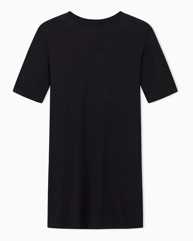 Armani Exchange Abito corto in jersey di cotone a maniche corte Icon Studs Nero