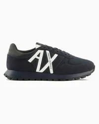 Armani Exchange OFFICIAL STORE Sneakers Con Inserti In Mesh Ed Eco-suede Blu