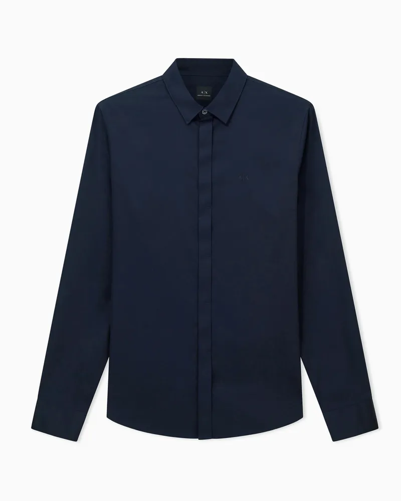 Armani Exchange Camicia satin slim fit a maniche lunghe Blu