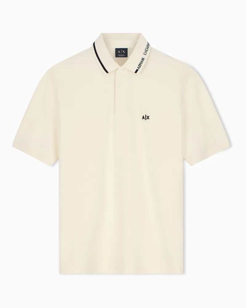 Armani Exchange Polo regular fit in piqué di cotone Bianco