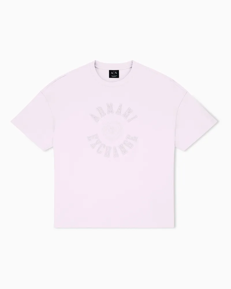 Armani Exchange T-shirt Crossover in jersey di cotone pesante over Rosa