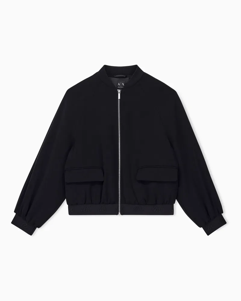 Armani Exchange Giubbino in twill riciclato con dettagli in maglia Nero