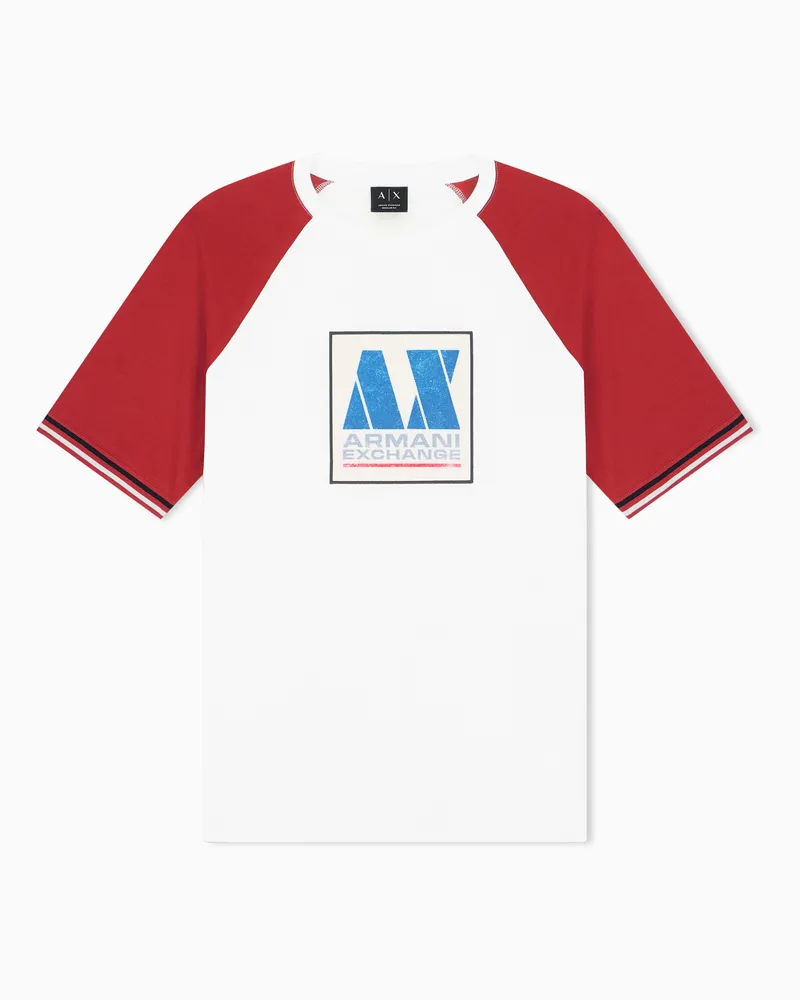 Armani Exchange T-shirt in jersey di cotone regular fit Rosso