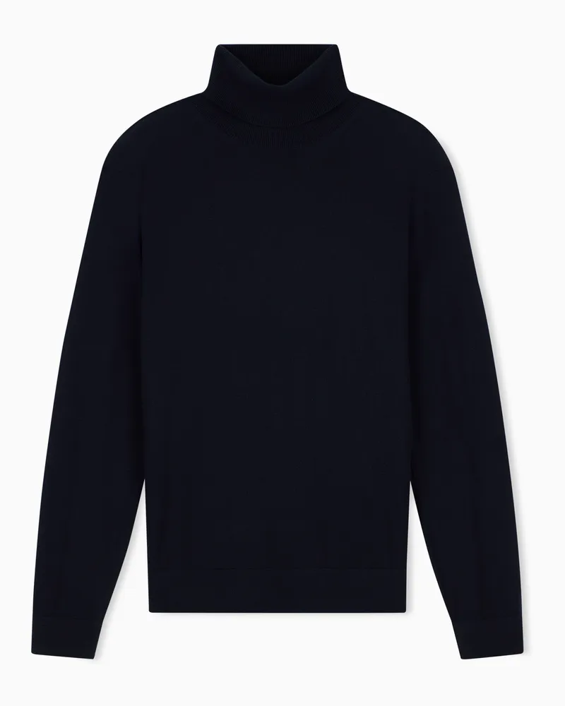 Armani Exchange Pullover regular fit in misto lyocell e lana Blu