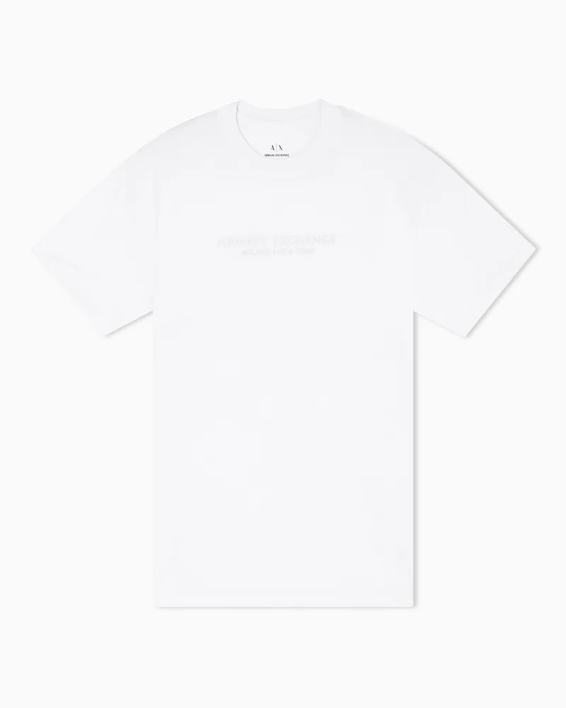 Armani Exchange T-shirt con logo sul petto in cotone Bianco