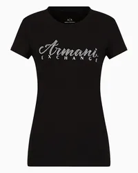 Armani Exchange OFFICIAL STORE T-shirt Slim Fit Con Logo Con Strass Nero