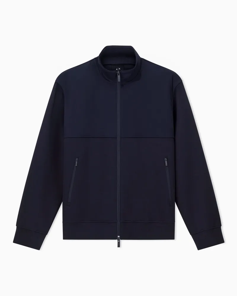 Armani Exchange Felpa fullzip bimateriale Blu
