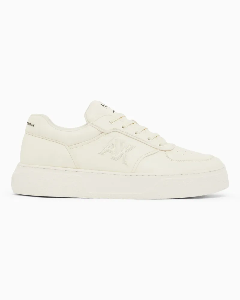 Armani Exchange Sneakers stringate con logo in rilievo e finitura lavorata Bianco