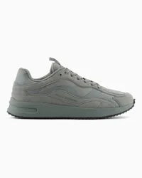 Armani Exchange OFFICIAL STORE Sneakers In Microsuede Con Inserti Tono Su Tono Verde