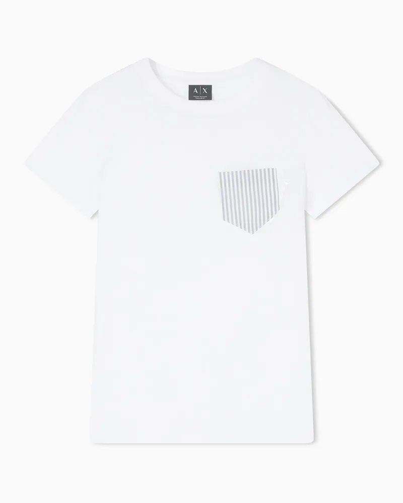 Armani Exchange T-shirt Regular Fit in Jersey di Cotone Bianco