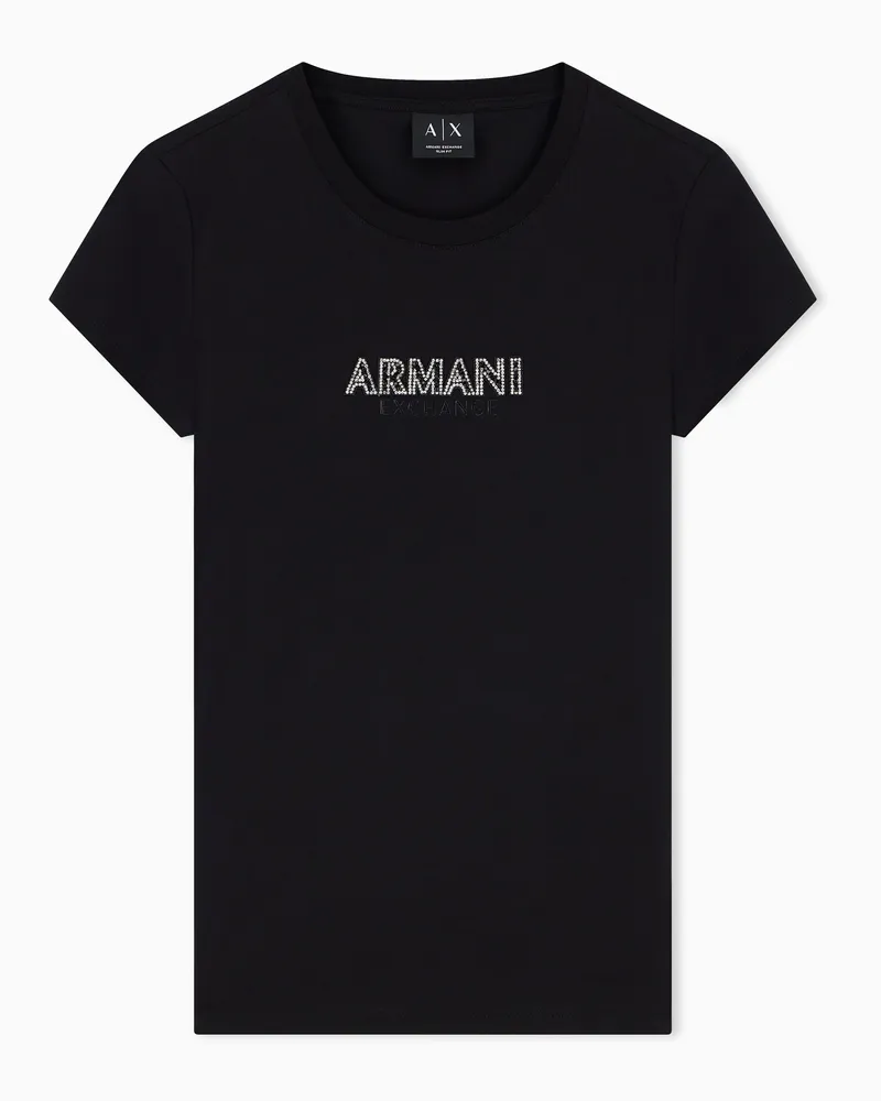 Armani Exchange T-shirt Up For Party slim fit in cotone con logo Nero
