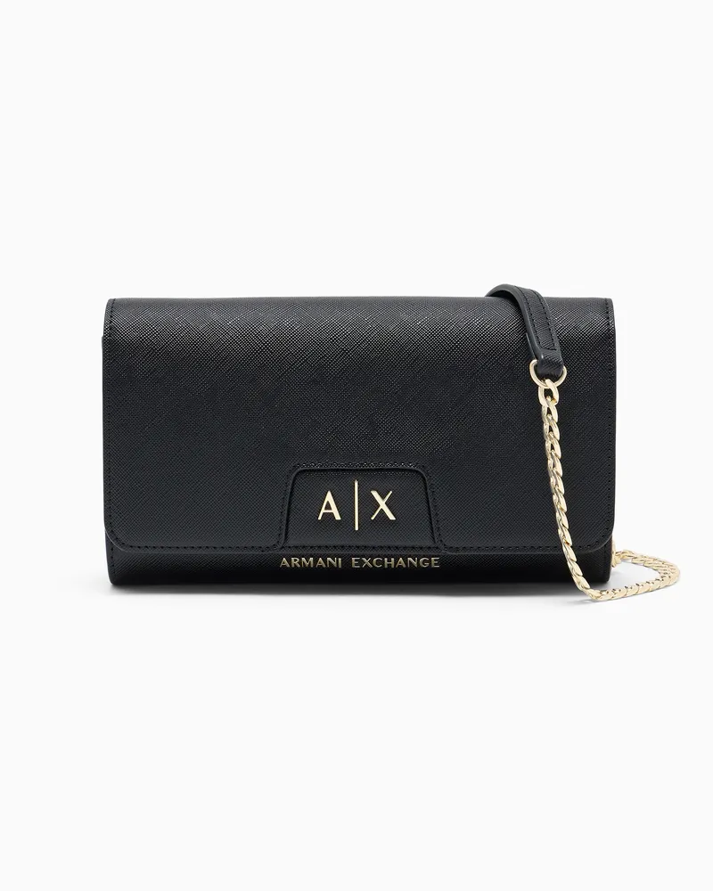 Armani Exchange Portafoglio con tracolla a catena e logo in rilievo Nero
