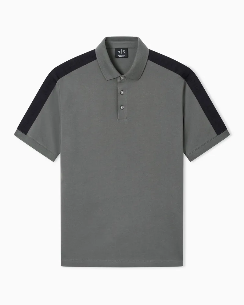 Armani Exchange Polo cotone piqué con bande sulle spalle Verde