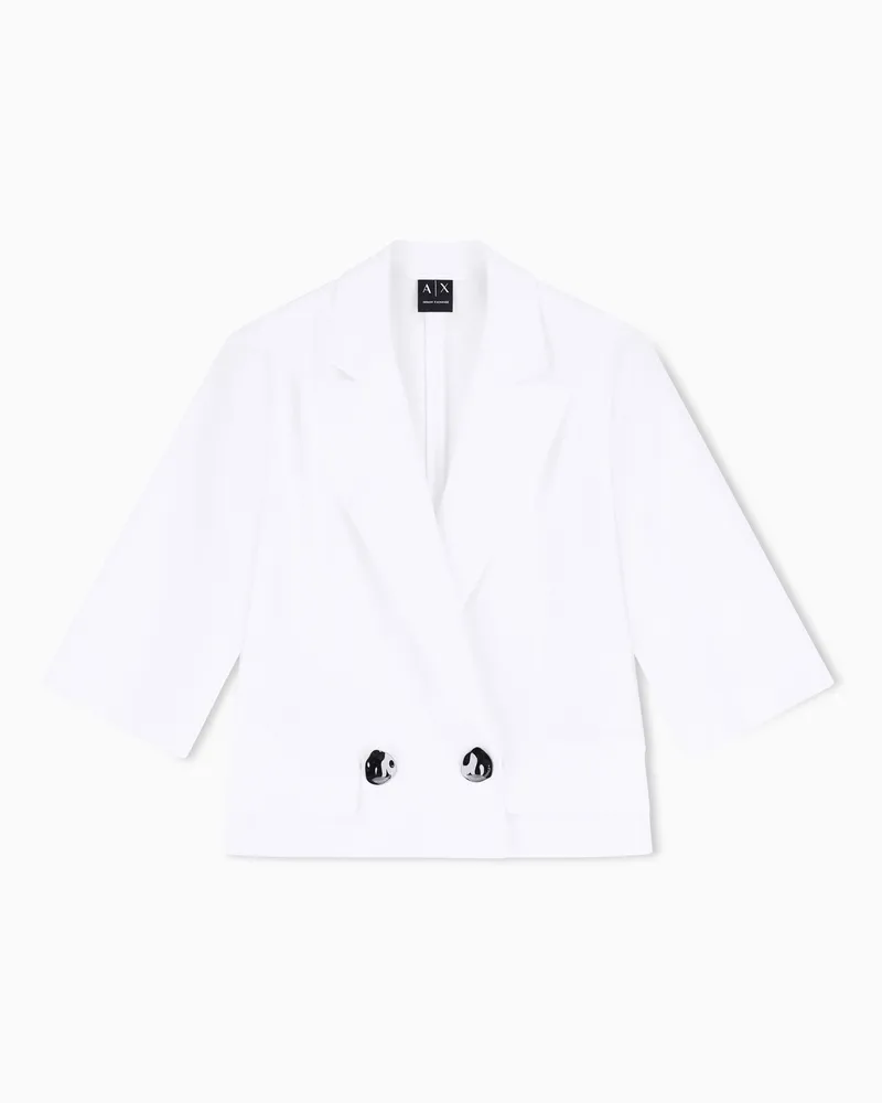 Armani Exchange Giacca tessuto in Twill di Lino Bianco