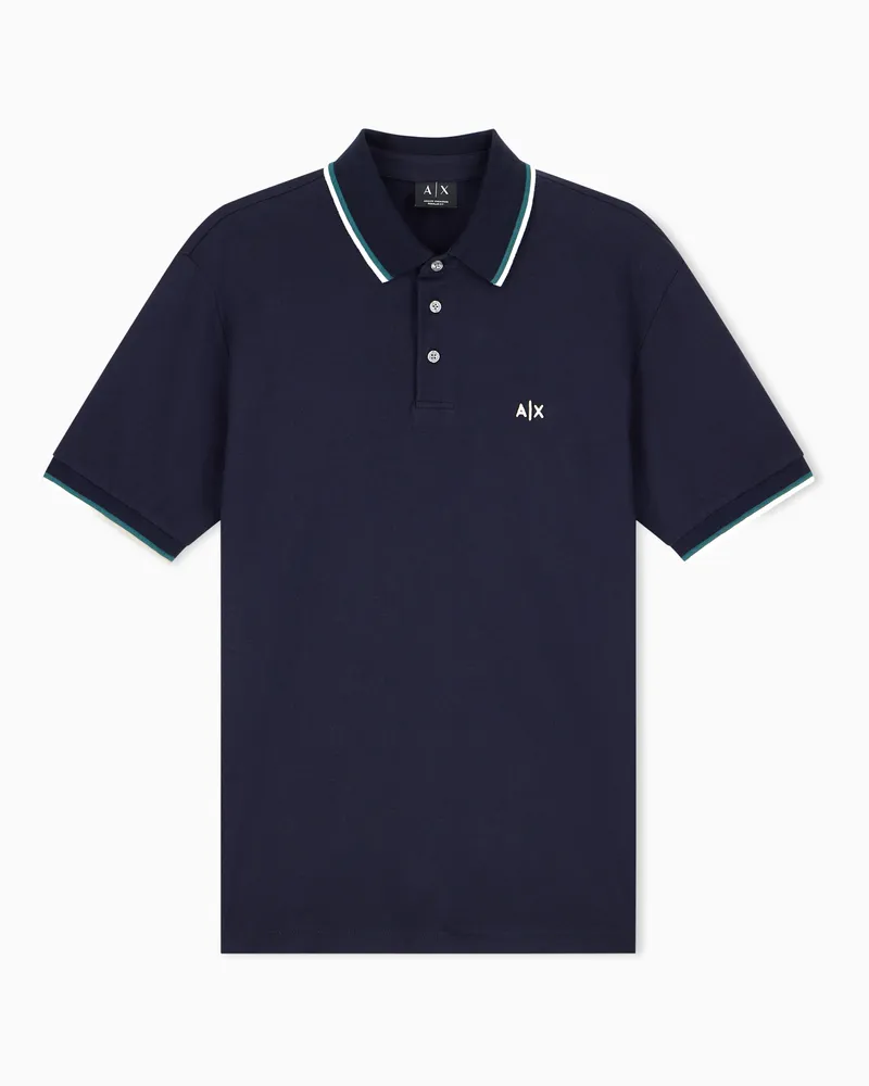 Armani Exchange Polo regular fit in piquet di cotone Blu