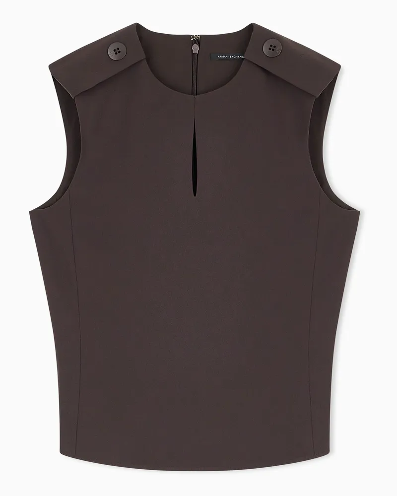 Armani Exchange Top Crossover vestibilità regular in crêpe riciclato Marrone