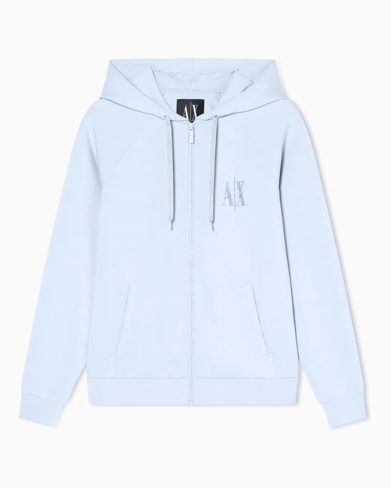 Armani Exchange Zip-up felpa in tessuto misto Azzurro